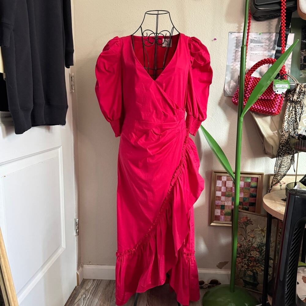Cinq a Sept Kacy Faux Wrap Dress Raspberry